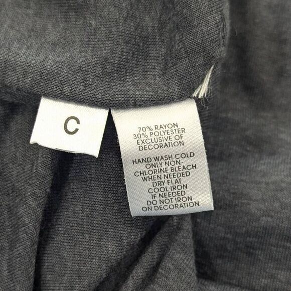 New LOFT Charcoal Jersey Knit Shift Dress Bead Accented Neckline Women Size L - Picture 7 of 9